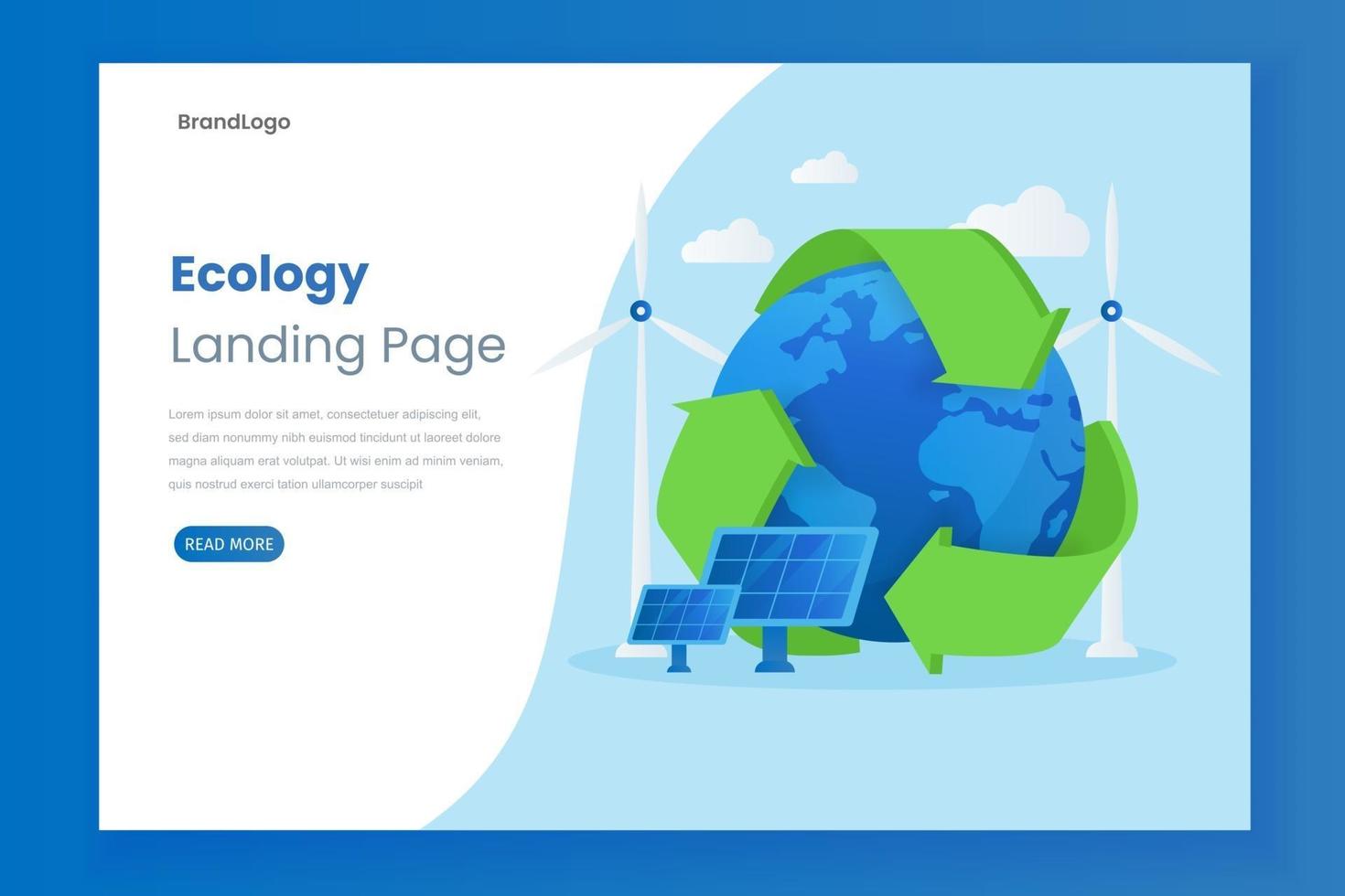 Ökologievektor-Website-Landingpage-Illustrationskonzept mit Solarpanel vektor