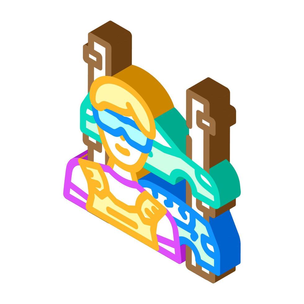 bil- kropp och glas reparatör isometrisk ikon vektor illustration