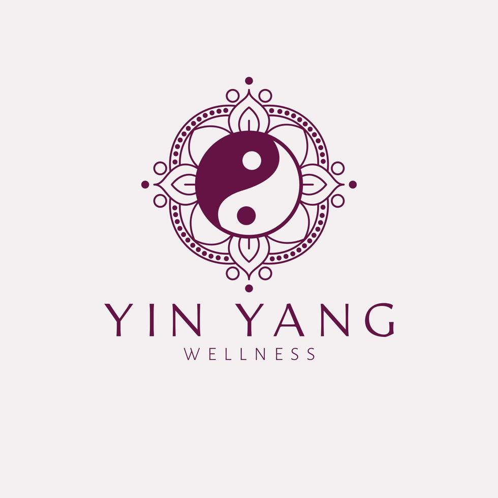 Yin Yang Mandala Logo Design. Wellness Logoband. Balance Symbol Logo Vorlage. vektor