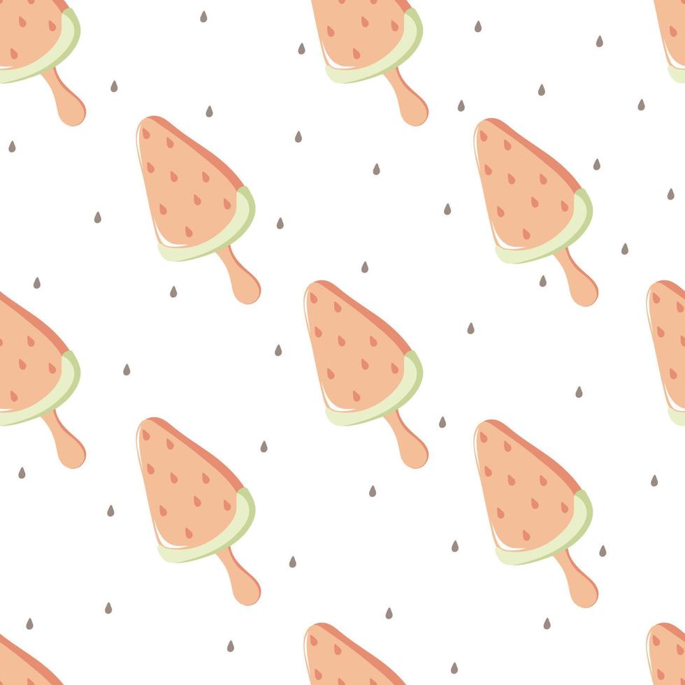 sömlös mönster med vattenmelon is grädde vektor
