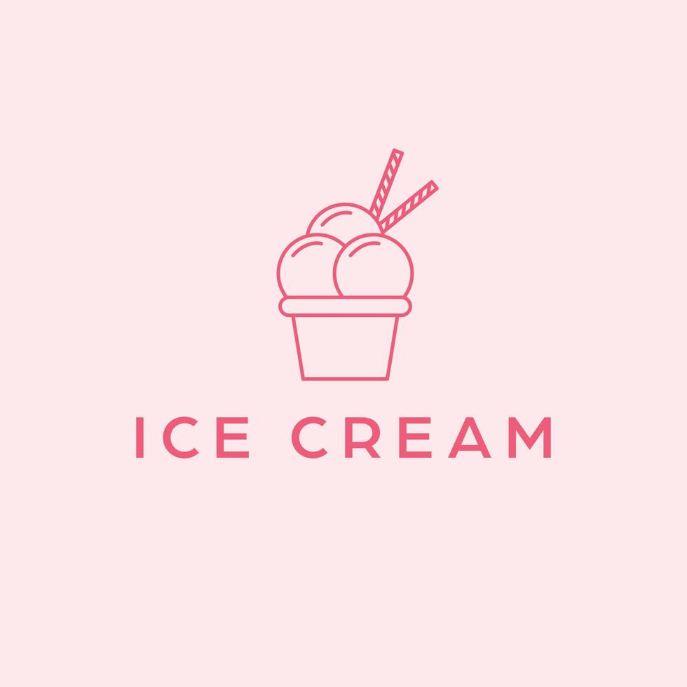 Eis Sahne Logo Design. Süss Eis Sahne Jahrgang Logotyp. Cupcake Logo Vorlage. vektor