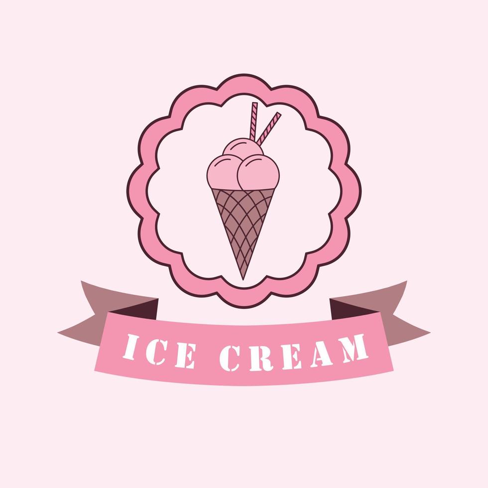 Eis Sahne Logo Design. Süss Eis Sahne Jahrgang Logotyp. Cupcake Logo Vorlage. vektor