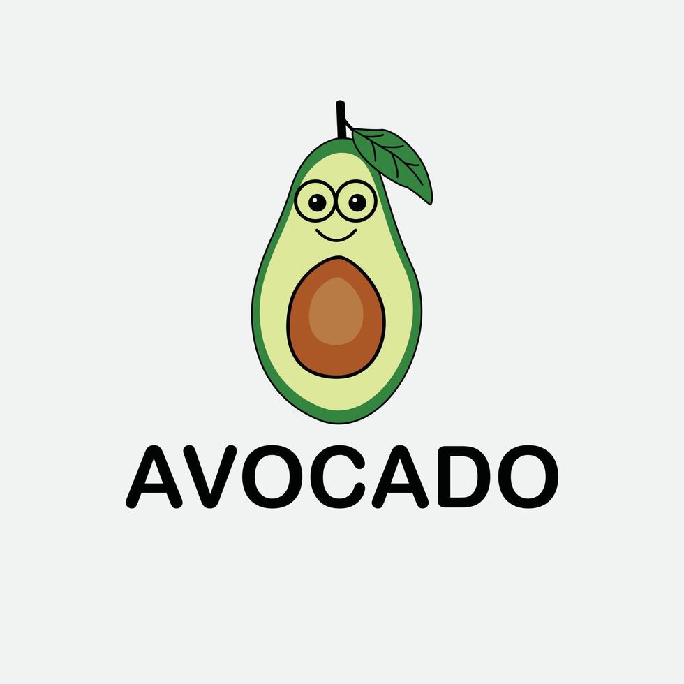 Avocado Charakter Design. kawaii Avocado Illustration. Logo Design Vorlage. vektor