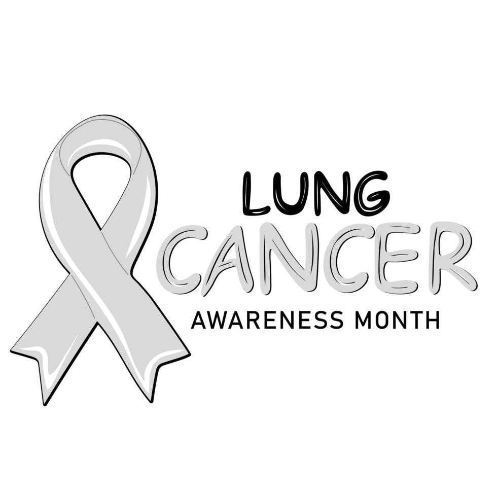 lunga cancer medvetenhet månad baner med hand dragen vit band korsa vektor