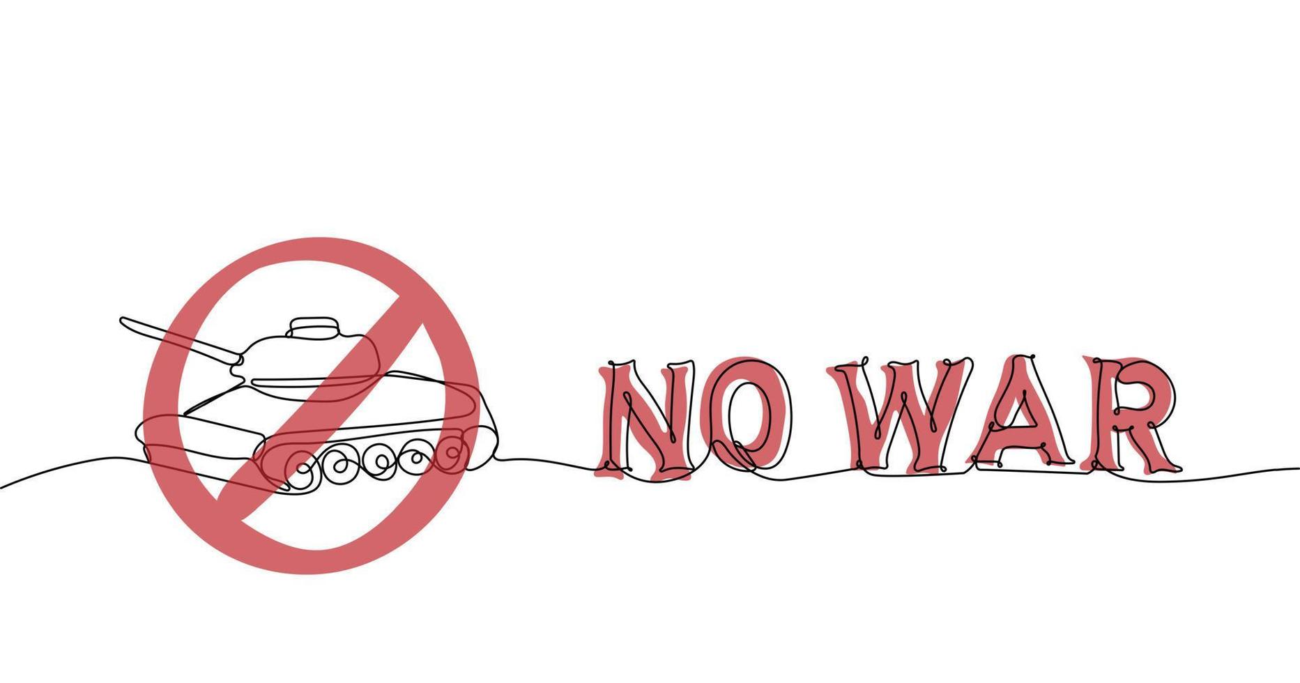Nein Krieg. rot halt Zeichen auf das Hintergrund von das Panzer vektor