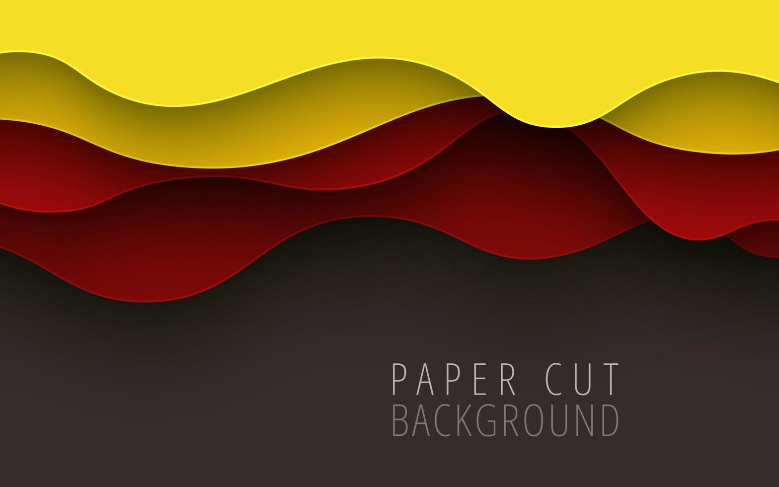 abstrakt Gelb rot braun Farbe dynamisch wellig Überlappung Schichten Papierschnitt Hintergrund. eps10 Vektor
