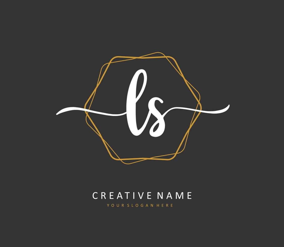 l s ls första brev handstil och signatur logotyp. en begrepp handstil första logotyp med mall element. vektor