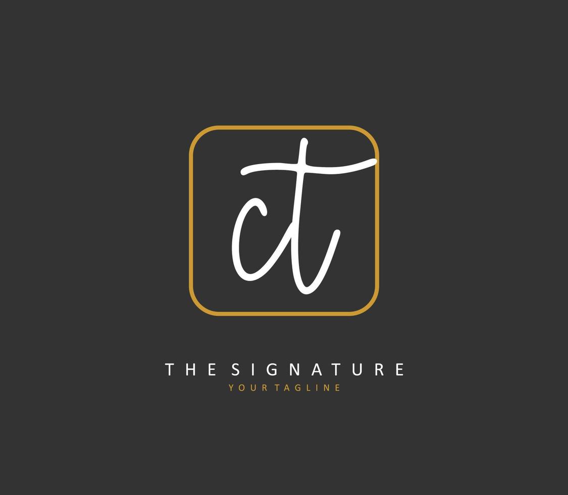 c t ct första brev handstil och signatur logotyp. en begrepp handstil första logotyp med mall element. vektor