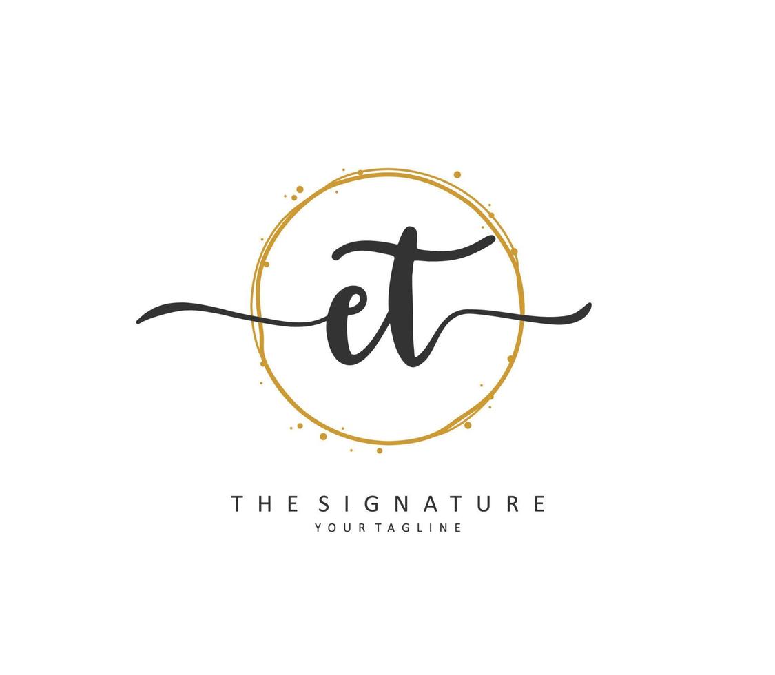 e t et Initiale Brief Handschrift und Unterschrift Logo. ein Konzept Handschrift Initiale Logo mit Vorlage Element. vektor