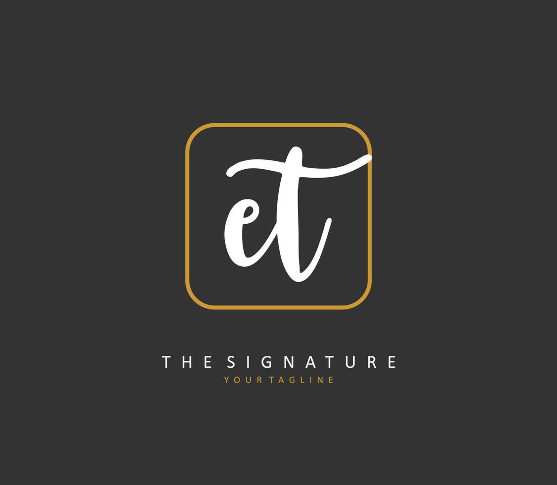 e t et Initiale Brief Handschrift und Unterschrift Logo. ein Konzept Handschrift Initiale Logo mit Vorlage Element. vektor