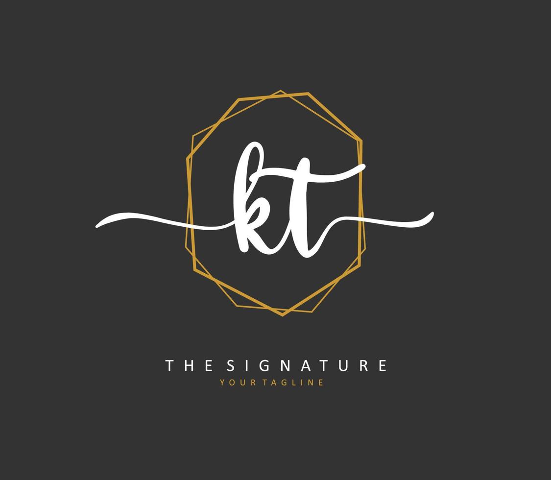 k t kt Initiale Brief Handschrift und Unterschrift Logo. ein Konzept Handschrift Initiale Logo mit Vorlage Element. vektor