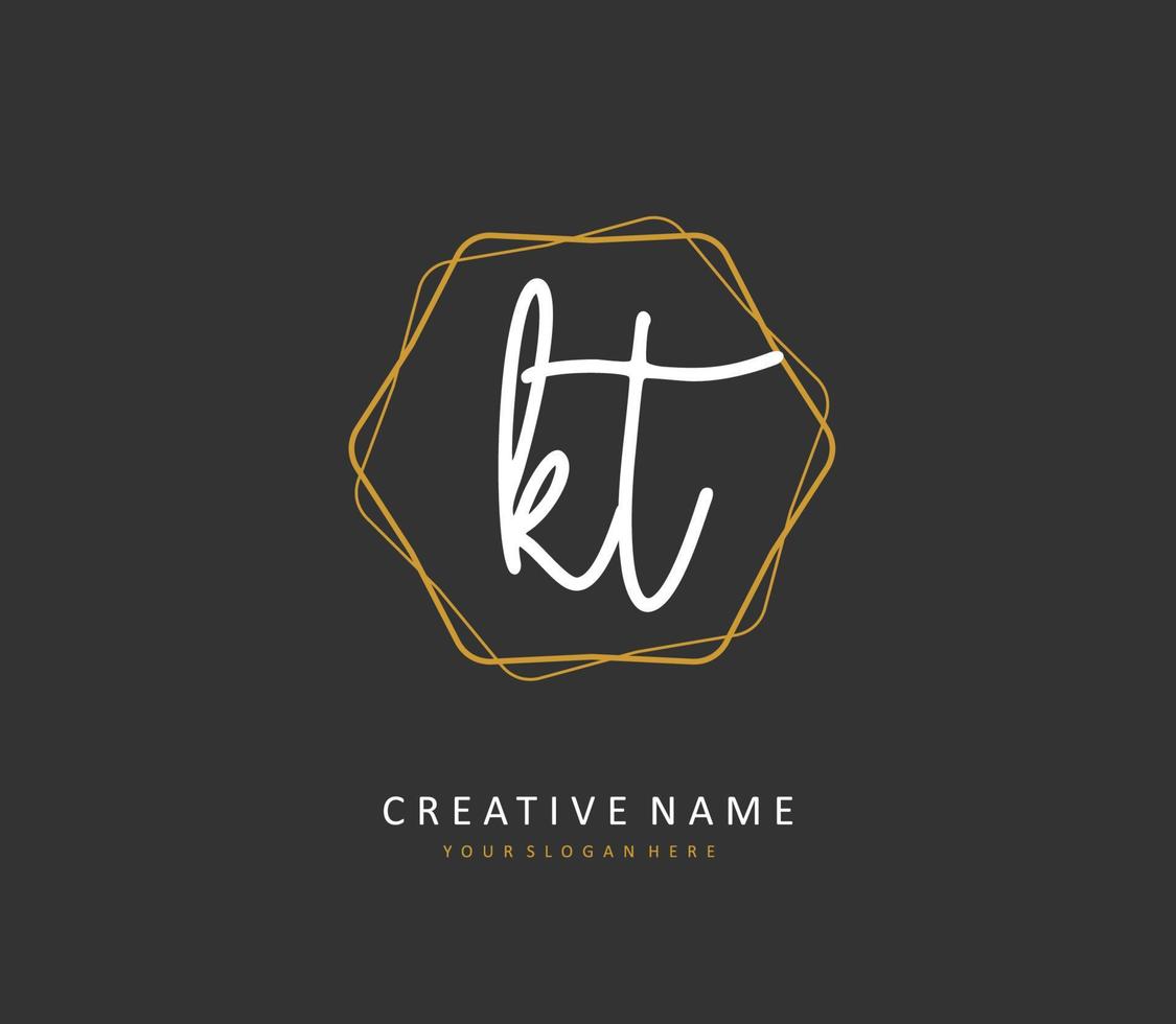 k t kt Initiale Brief Handschrift und Unterschrift Logo. ein Konzept Handschrift Initiale Logo mit Vorlage Element. vektor