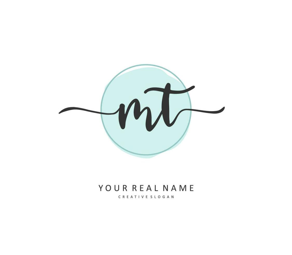 m t mt Initiale Brief Handschrift und Unterschrift Logo. ein Konzept Handschrift Initiale Logo mit Vorlage Element. vektor