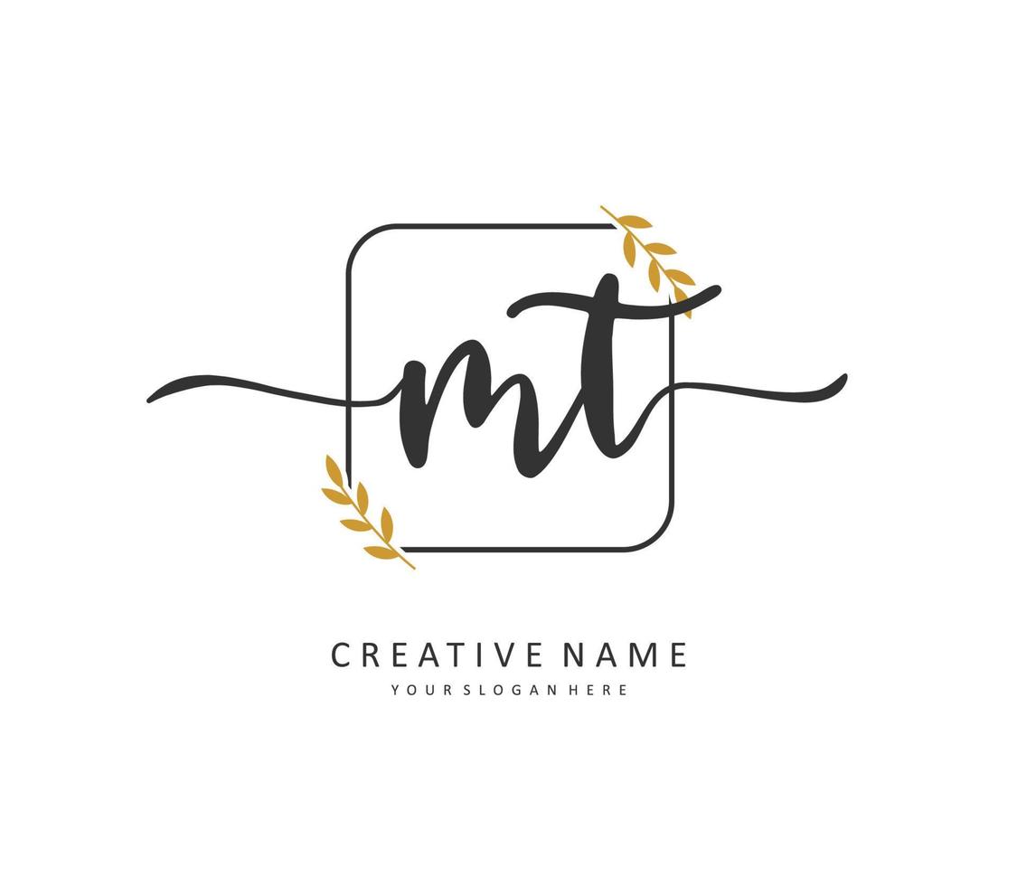 m t mt Initiale Brief Handschrift und Unterschrift Logo. ein Konzept Handschrift Initiale Logo mit Vorlage Element. vektor