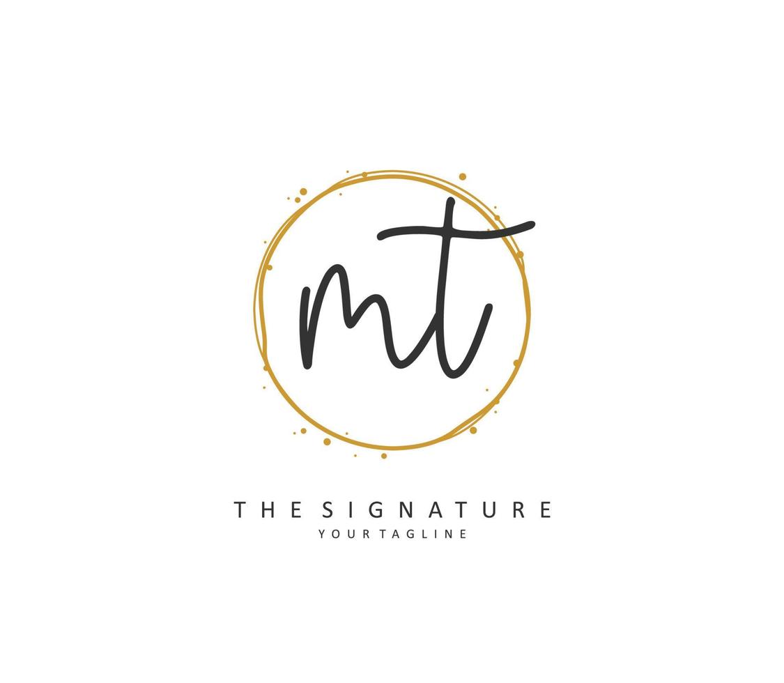 m t mt Initiale Brief Handschrift und Unterschrift Logo. ein Konzept Handschrift Initiale Logo mit Vorlage Element. vektor
