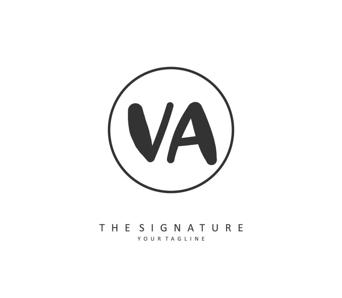 v en va första brev handstil och signatur logotyp. en begrepp handstil första logotyp med mall element. vektor