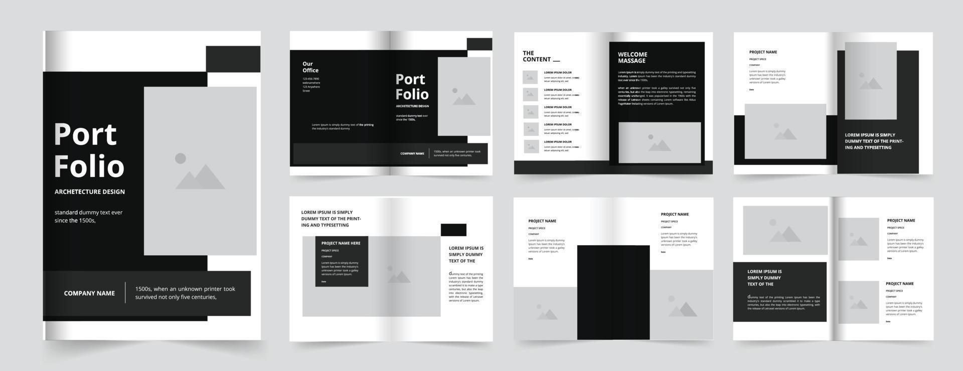 die Architektur Portfolio und Portfolio Design, a4 Größe Portfolio. beruflich die Architektur Portfolio Design oder echt Nachlass Broschüre vektor