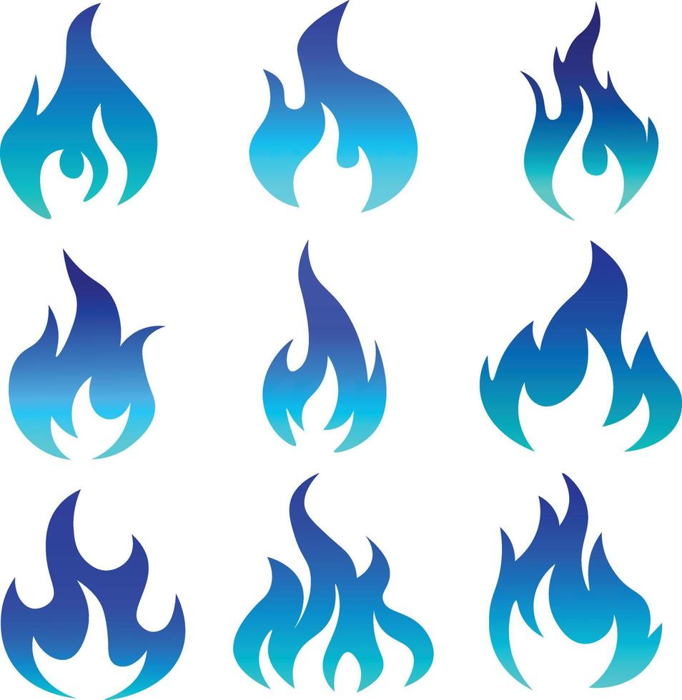 Blau Feuer Symbol eben Feuer Flamme Vektor Illustration. Blau Flamme oder Lagerfeuer isoliert auf Weiß