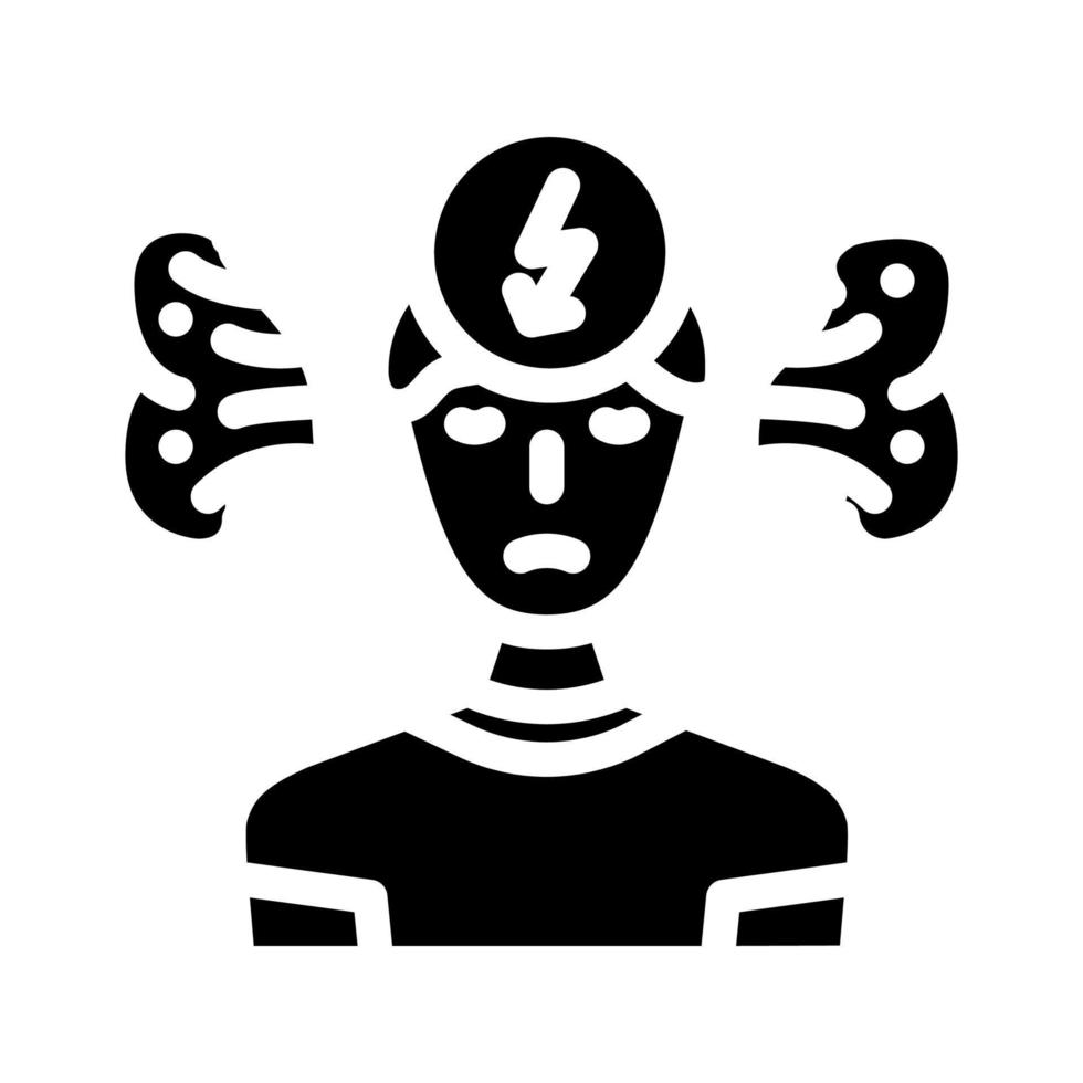 Mann Stress Kopfschmerzen Glyphe Symbol Vektor Illustration