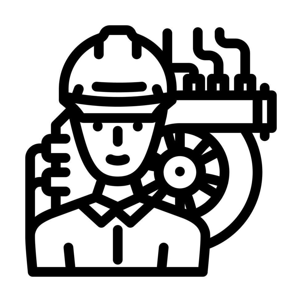 industriell Mechaniker Reparatur Arbeiter Linie Symbol Vektor Illustration