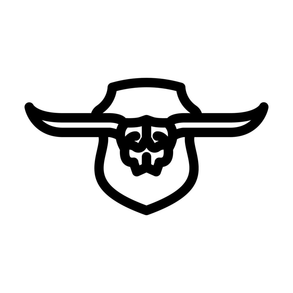 Longhorn Schädel Horn Tier Linie Symbol Vektor Illustration