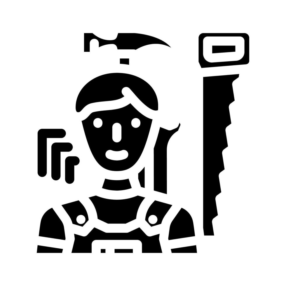 Instandhaltung Techniker Reparatur Arbeiter Glyphe Symbol Vektor Illustration