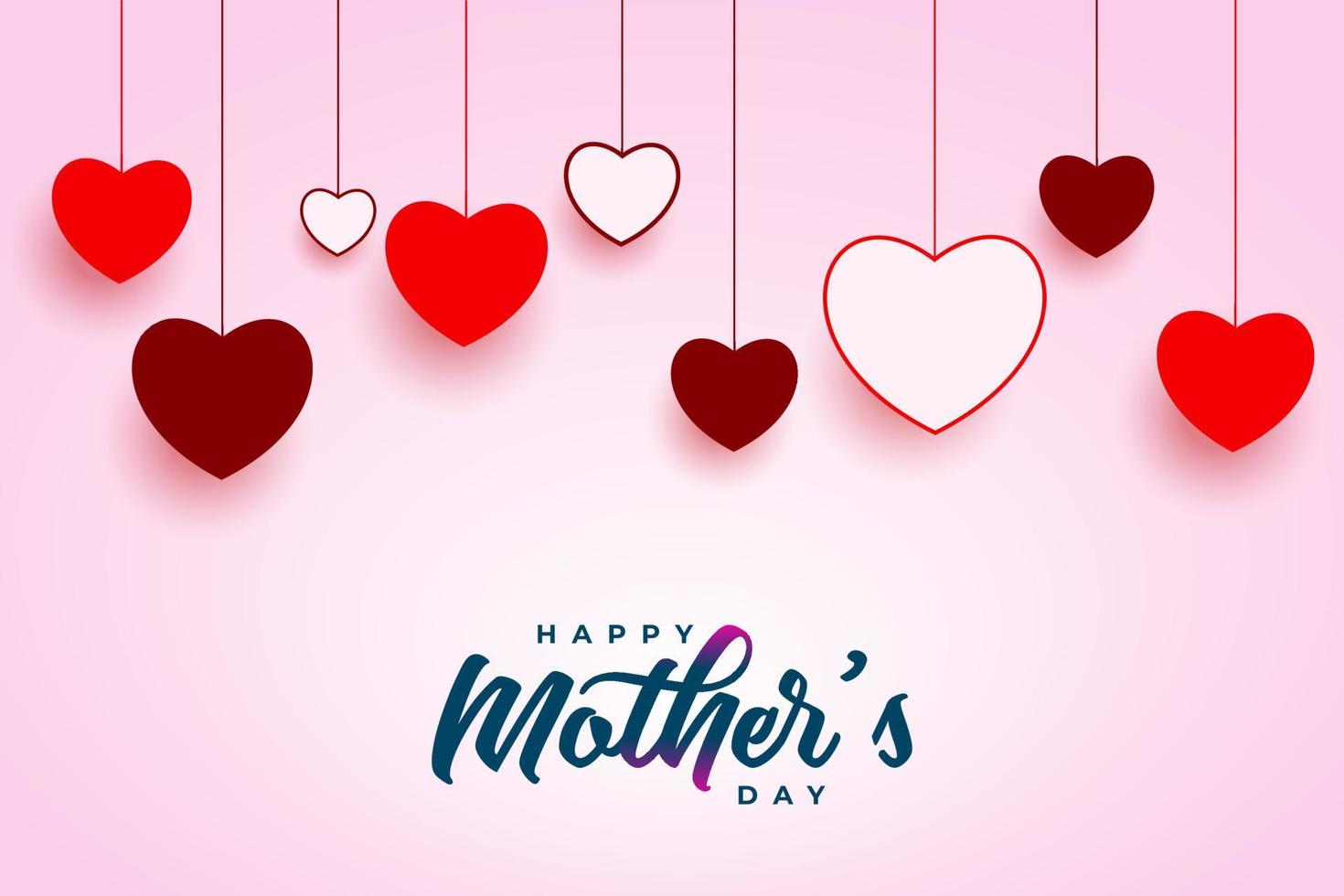 glücklich Mütter Tag Hintergrund mit rot Herzen vektor