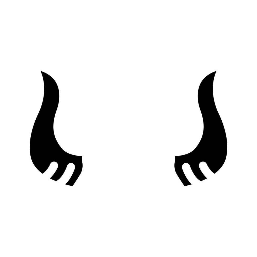 ko horn djur- glyf ikon vektor illustration