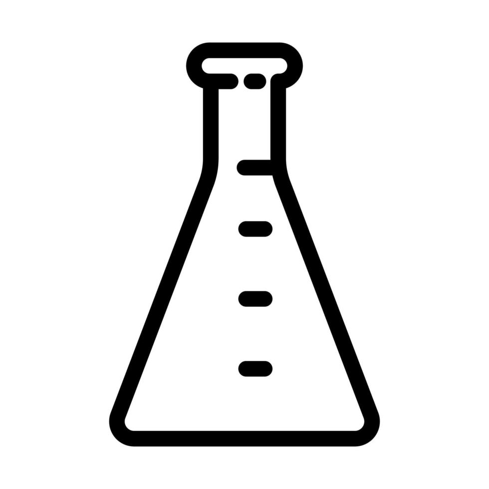 erlenmeyer flaska kemisk glas labb linje ikon vektor illustration