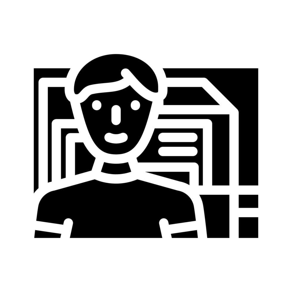 Computer Ingenieur Arbeiter Glyphe Symbol Vektor Illustration