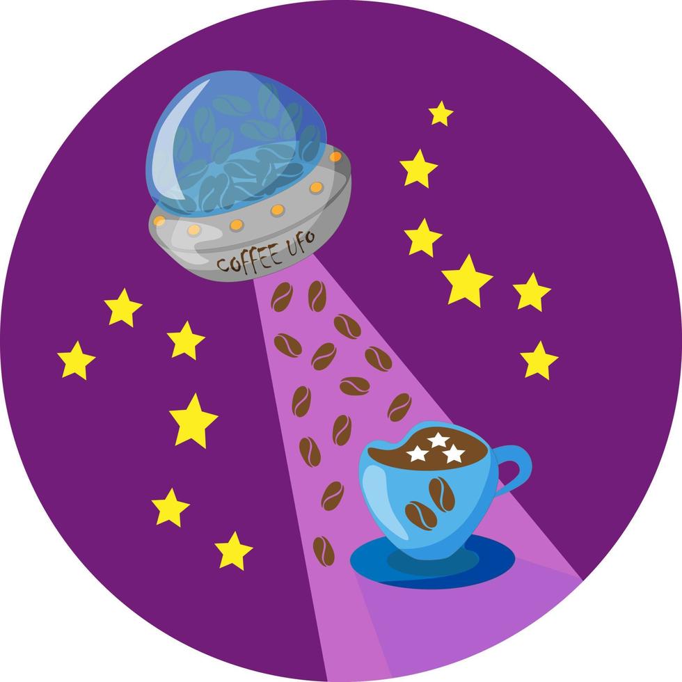 vektor illustration Plats kaffe - kaffe UFO och kopp av kaffe