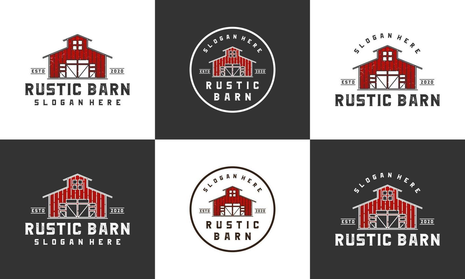 rustikale Scheune Logo Design-Vorlage mit Multi-Style-Kollektionen gesetzt vektor