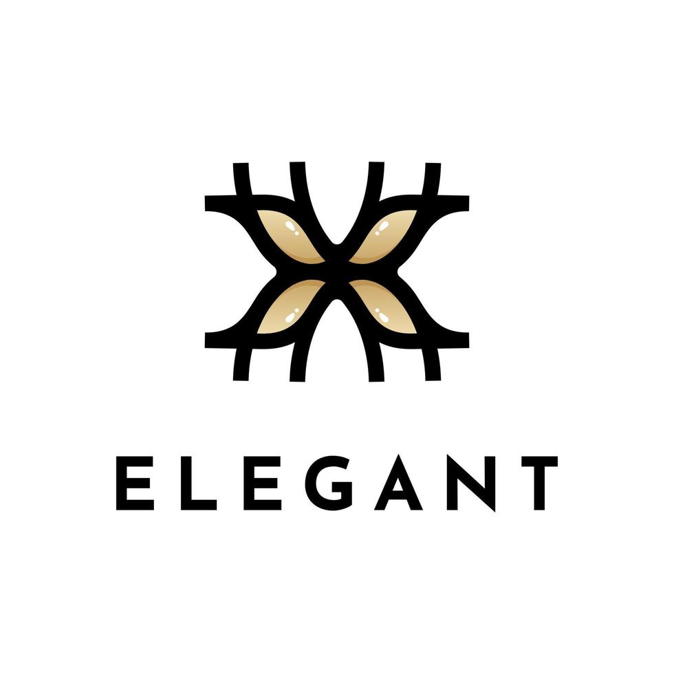elegant Brief x oder golden Schmetterling Luxus Symbol Logo Design vektor