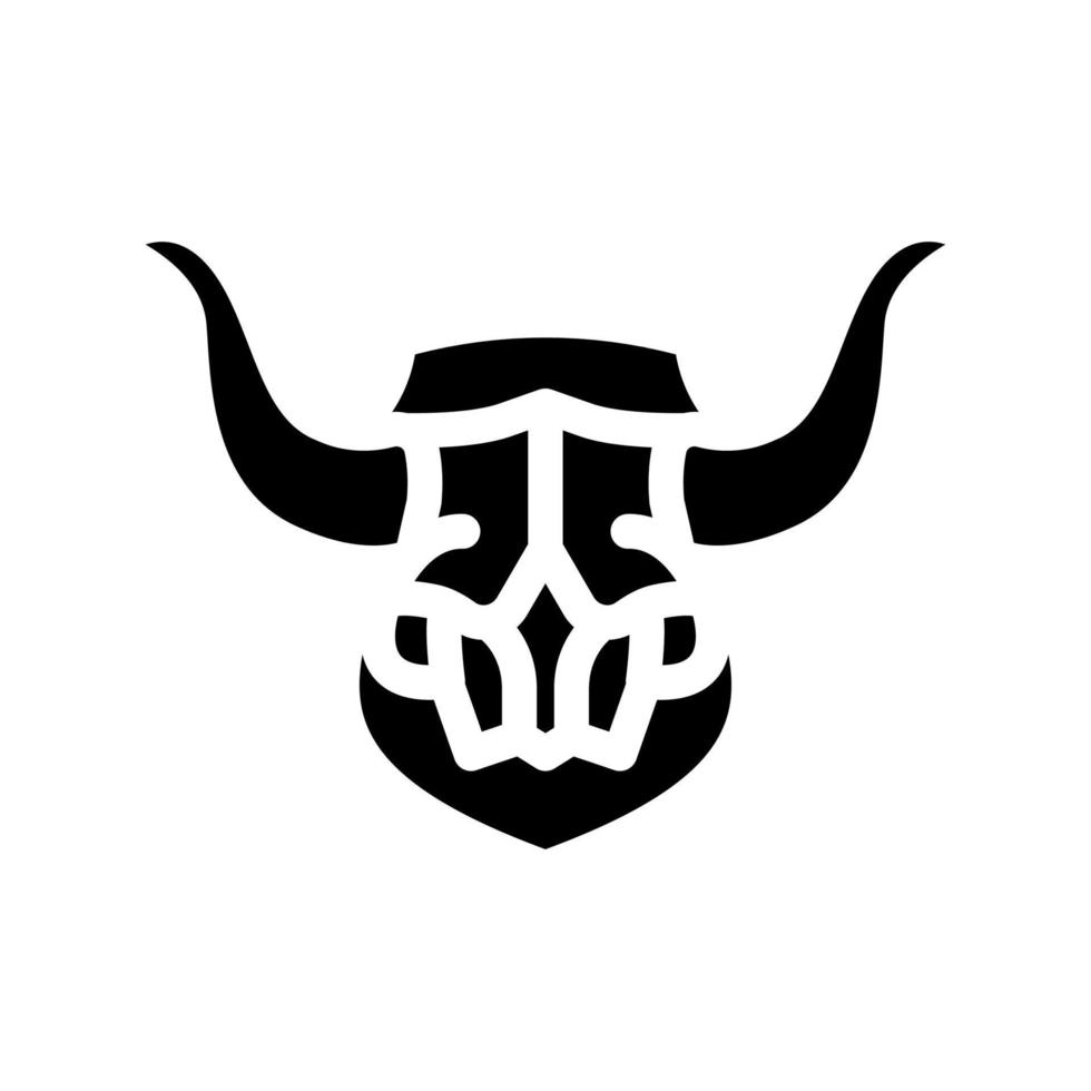 Schädel Kuh Horn Tier Glyphe Symbol Vektor Illustration