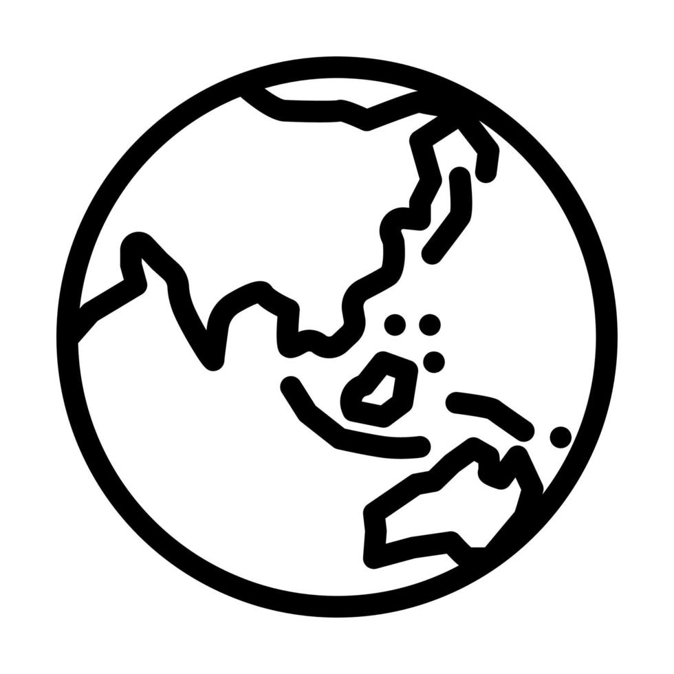 Asien Erde Planet Karte Linie Symbol Vektor Illustration