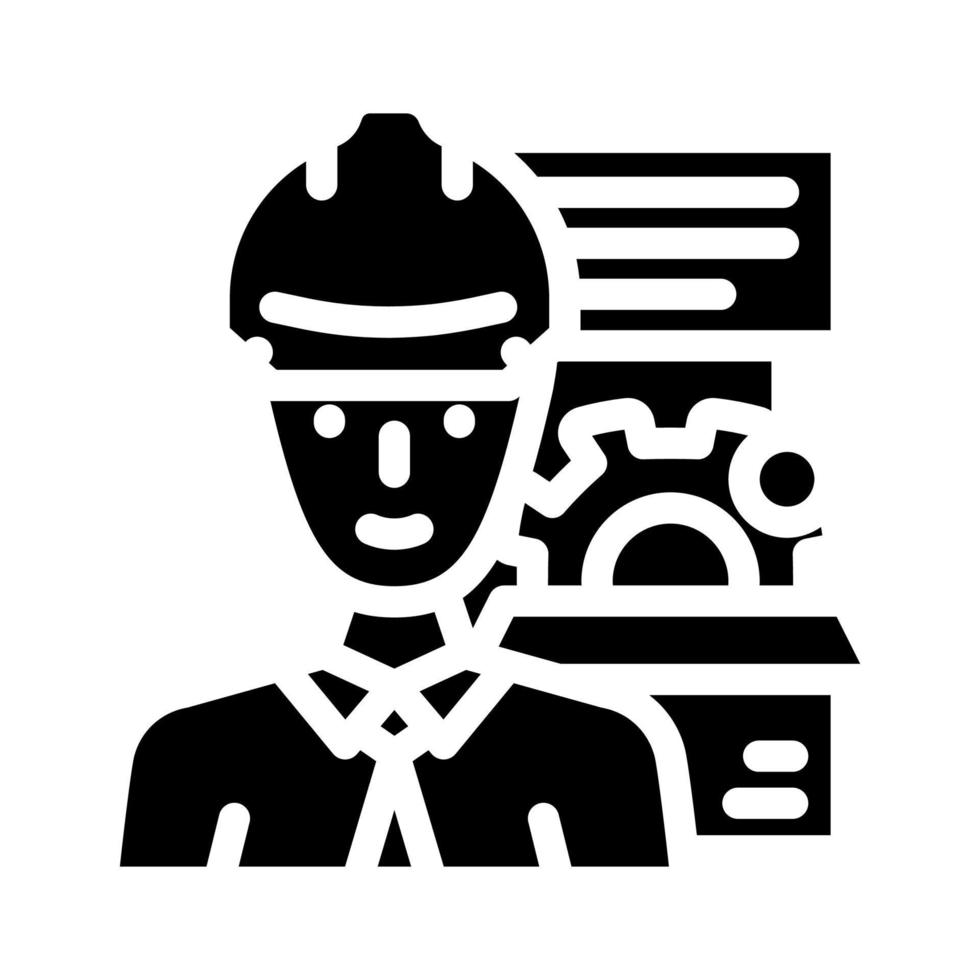 technisch Der Umsatz Ingenieur Arbeiter Glyphe Symbol Vektor Illustration