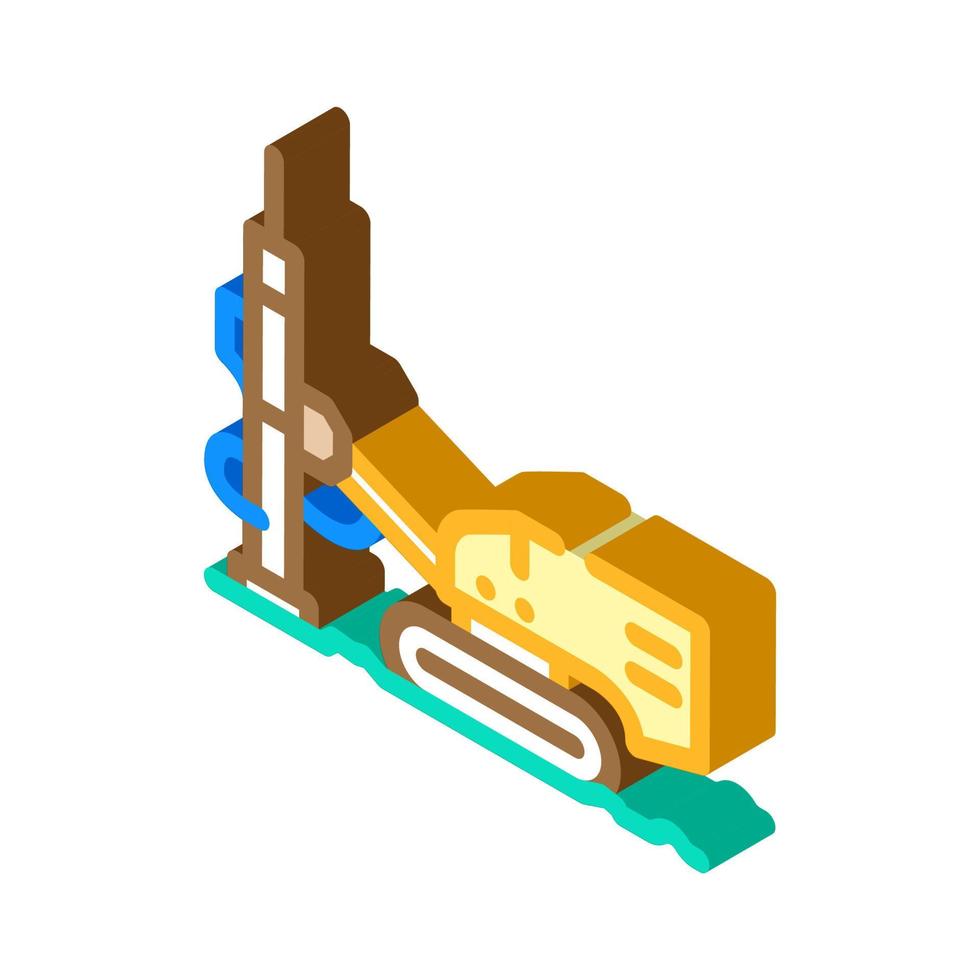 borra rigg koppar produktion isometrisk ikon vektor illustration