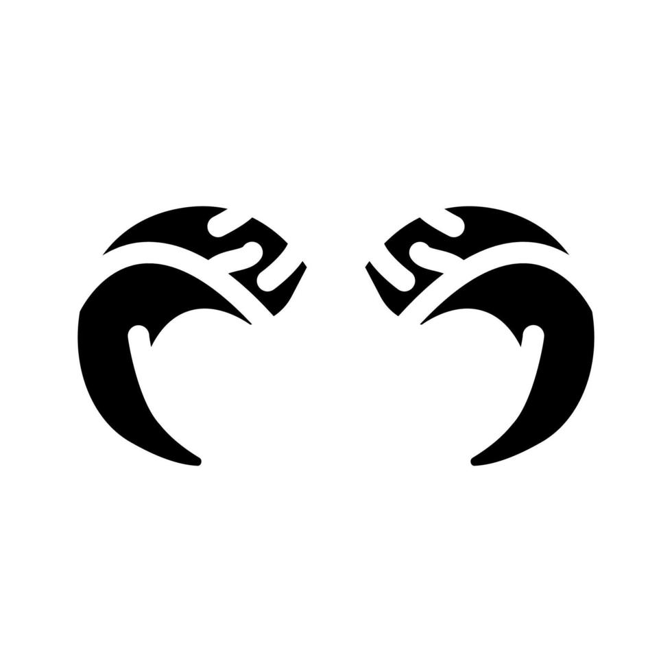Stort horn horn djur- glyf ikon vektor illustration