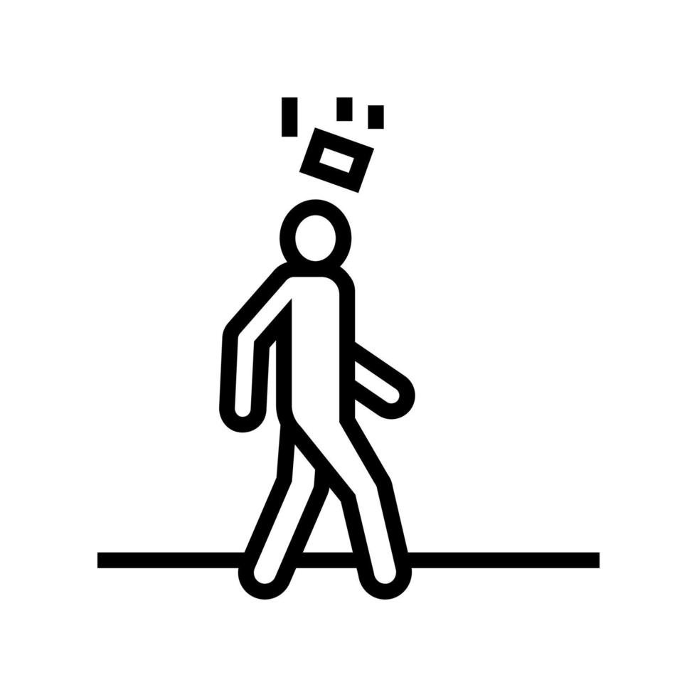 fallen Backstein Mann Kopf Linie Symbol Vektor Illustration