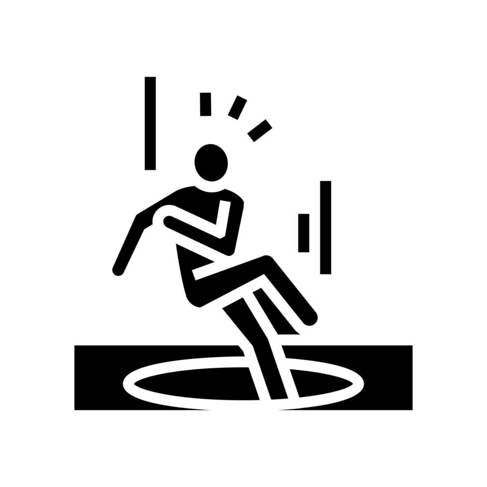 Grube fallen Mann Unfall Glyphe Symbol Vektor Illustration