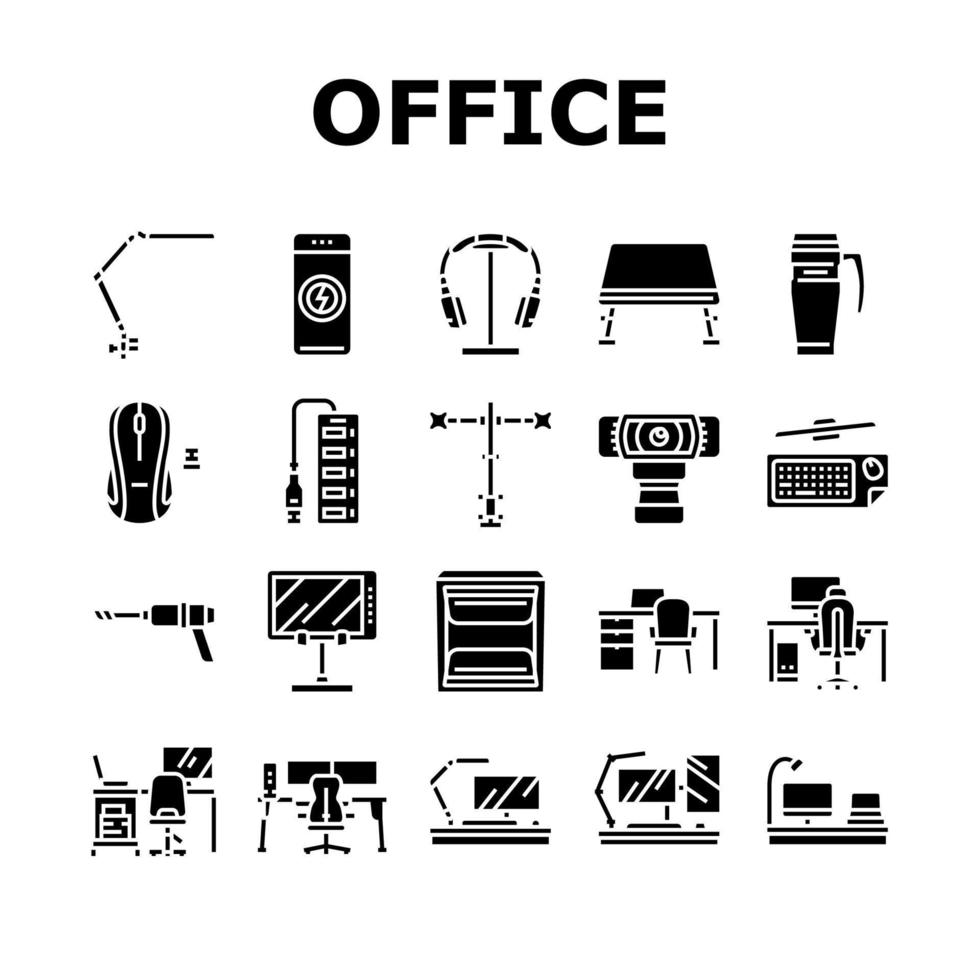 kontor grej dator företag ikoner uppsättning vektor