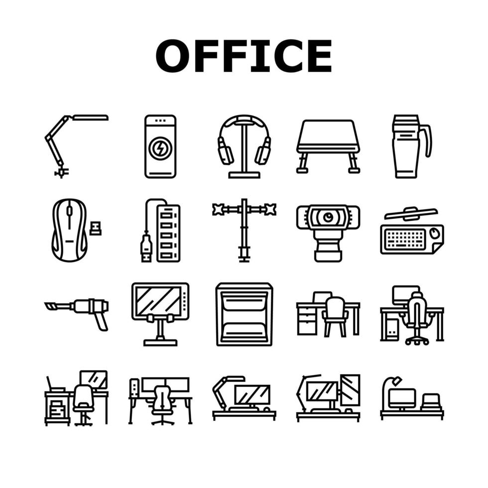 Büro Gadget Computer Geschäft Symbole einstellen Vektor