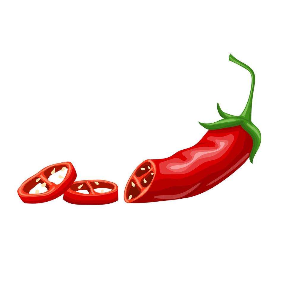 chili peppar skära tecknad serie vektor illustration