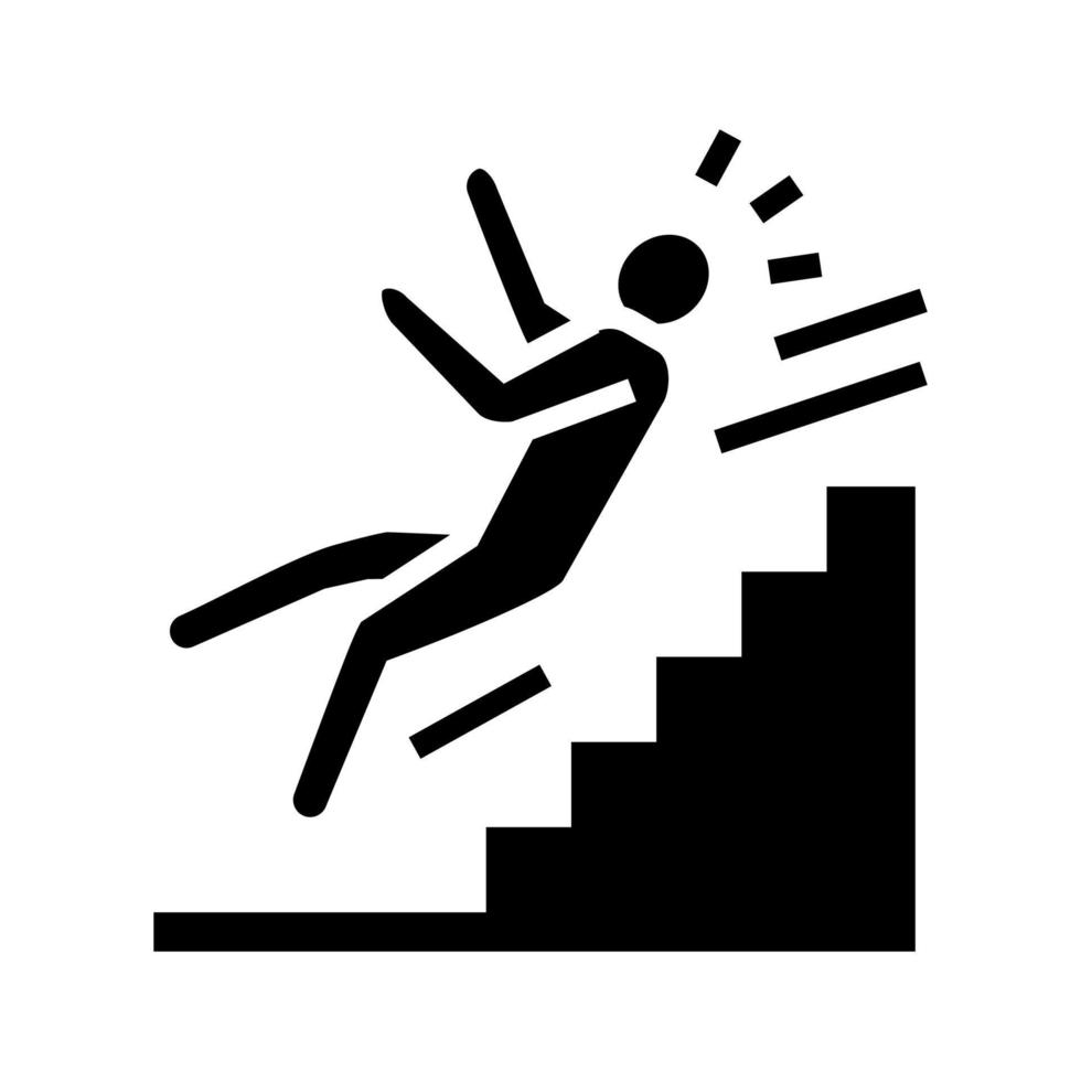 Schritte fallen Mann Unfall Glyphe Symbol Vektor Illustration