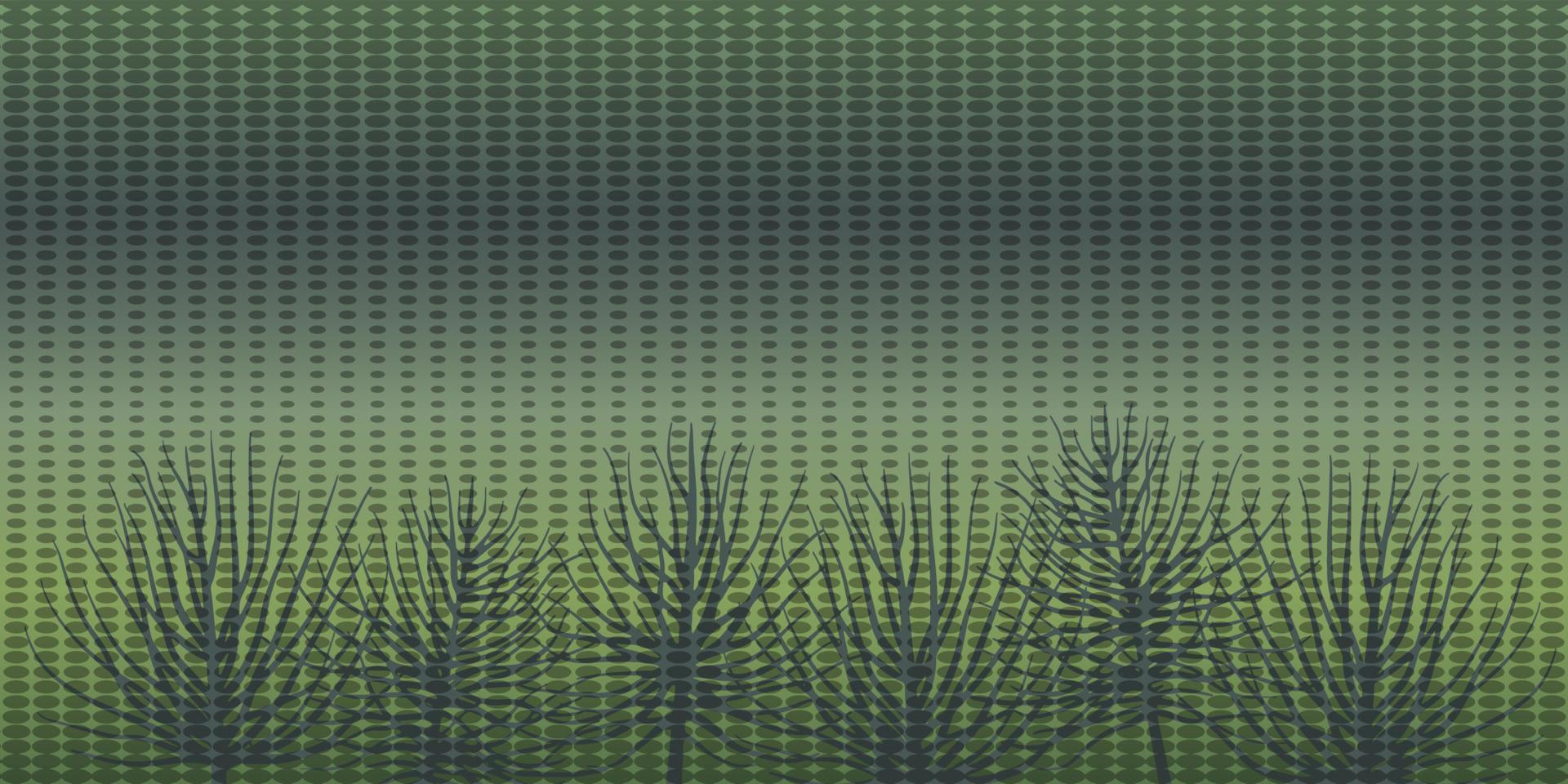 grön gul horisontell bakgrund med ovaler minskande mot de mitten och silhuetter av växter. kreativ fläck design av bakgrund, webb tapet, etc. vektor illustration.