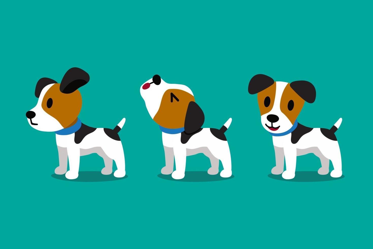 Satz Vektor-Zeichentrickfigur niedlichen Jack Russell Terrier Hund posiert vektor