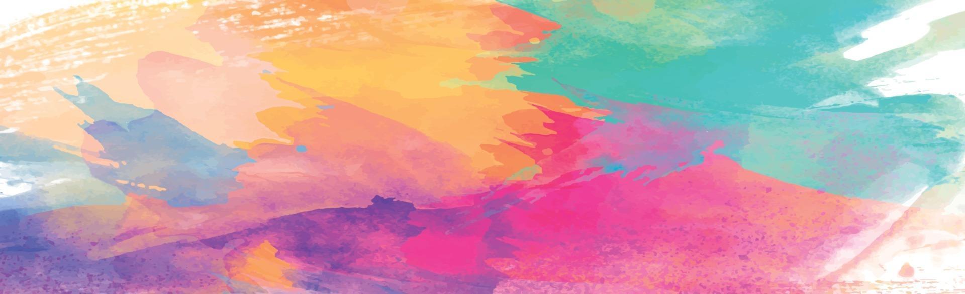 Panoramatextur des realistischen mehrfarbigen Aquarells auf einem weißen Hintergrund - Vektor