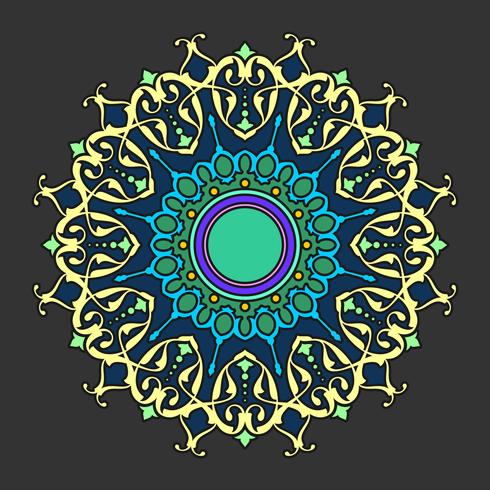 Mandala Dekorativa Ornament Mörk Bakgrund Vector