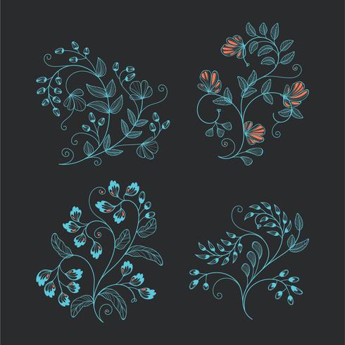 Minimalistische Sammlung von Wireframe Floral Ornament für Design-Elemente vektor