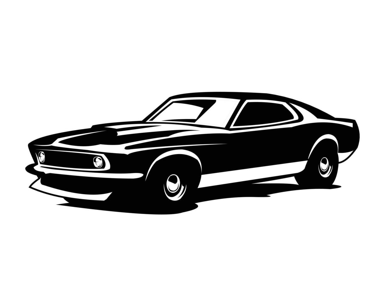 1970 Ford Mustang Auto Silhouette Vektor Illustration. isoliert auf Weiß Hintergrund. Beste zum Logo, Abzeichen, Emblem, Symbol, Aufkleber Design, Auto Industrie. verfügbar im eps 10.